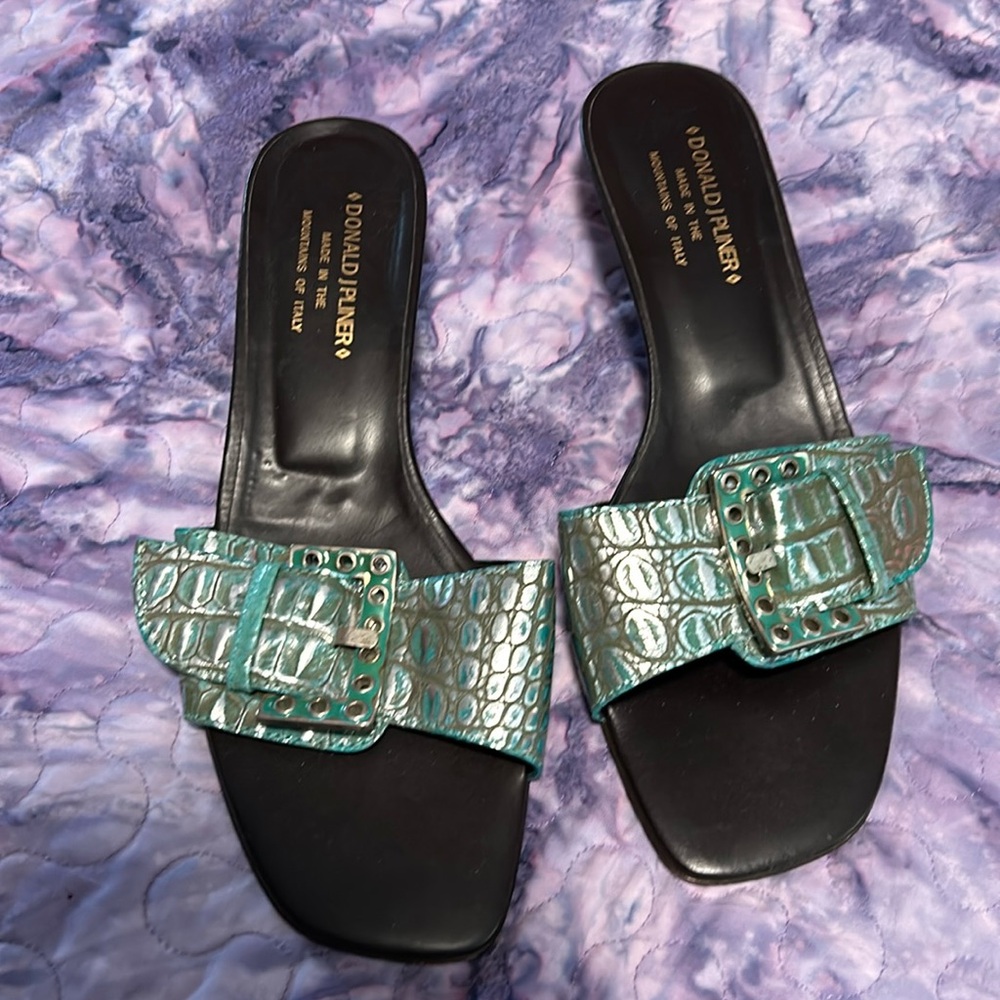 Vintage Kitten Heel Donald J. Pliner Buckle Slide Sandal